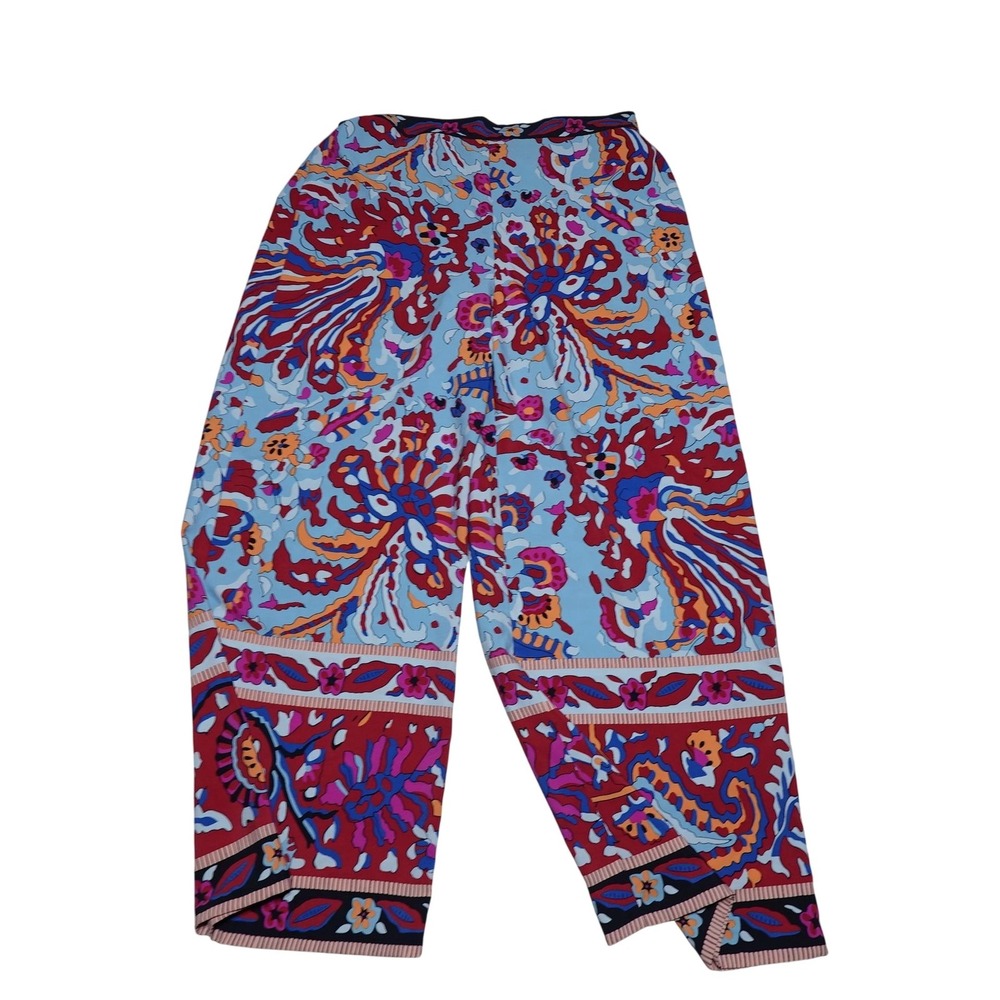 Cupcakes And Cashmere Pants Womens L Multicolor Floral Crepe Pull On Lightweight